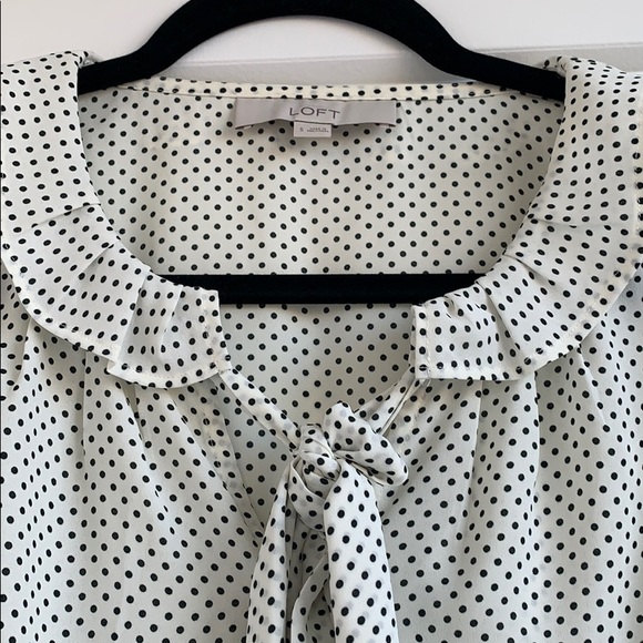 LOFT 💕 Polka Dot Blouse - Ecru (off-white) with black dots - Picture 2 of 3